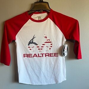 Realtree Patriotic Red and White Raglan Tee
